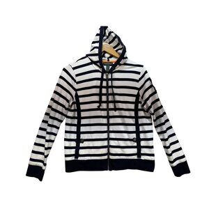Lauren Ralph Lauren Womens  Zip-Up Hoodie Jacket Sze M Navy White Striped Zip Up